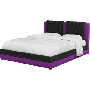 Интерьерная кровать артмебель камилла микровельвет черно-фиолетовый preview 1