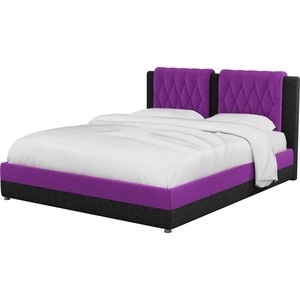Интерьерная кровать артмебель камилла микровельвет фиолетово-черный preview 1