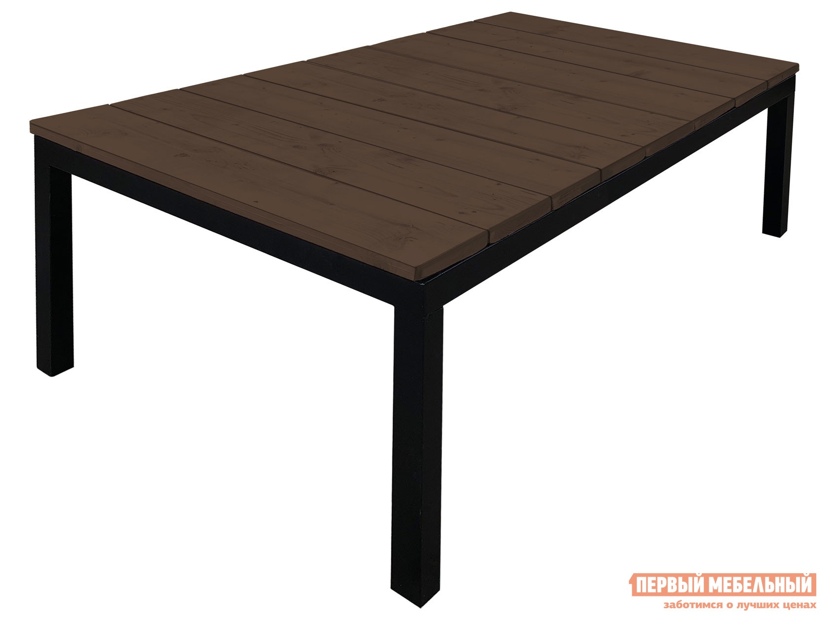 Садовый стол ректан коричневый, дерево черный, металл preview 1
