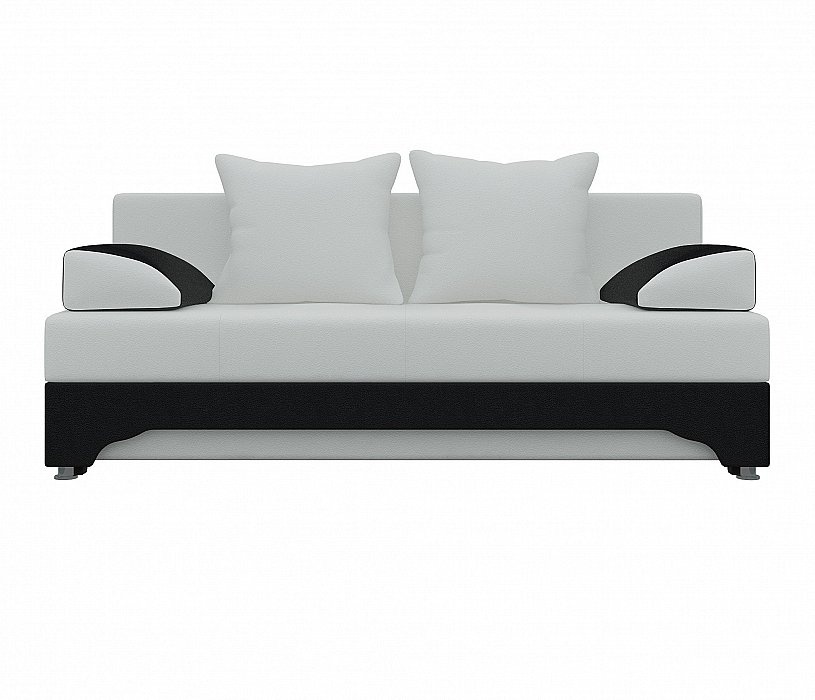 Прямой диван ник-2 экокожа белый черный preview 1